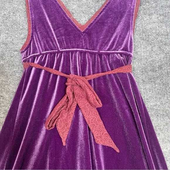 Free People Womens Small Purple Velvet Lace Renaissance Fairy Mini Dress Vampire - Picture 6 of 9